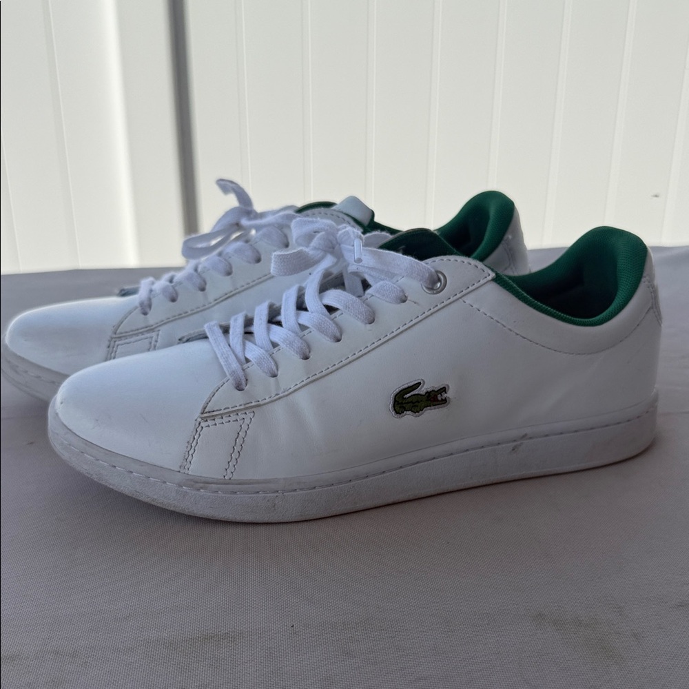 Lacoste Classic White Sneakers with Green Trim unisex M7 W8.5